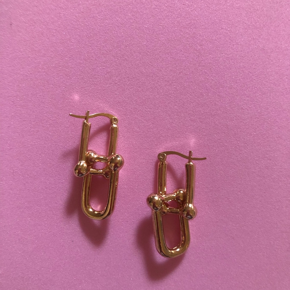 NWT Gold Link Drop Earrings